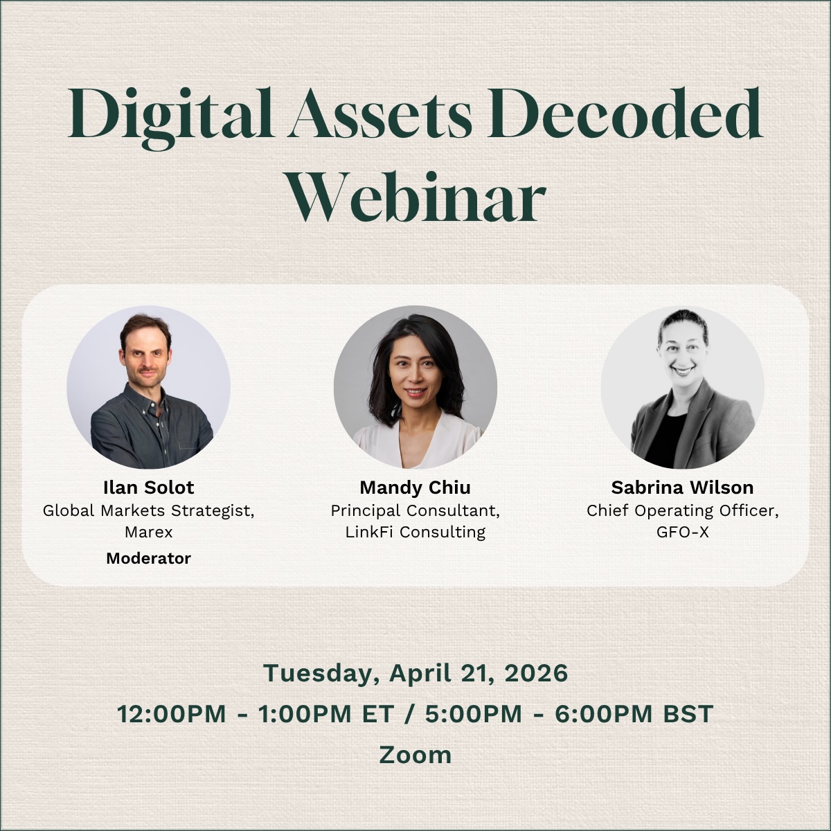 Digital Assets Decoded Webinar (Virtual) - Women in Financial Markets